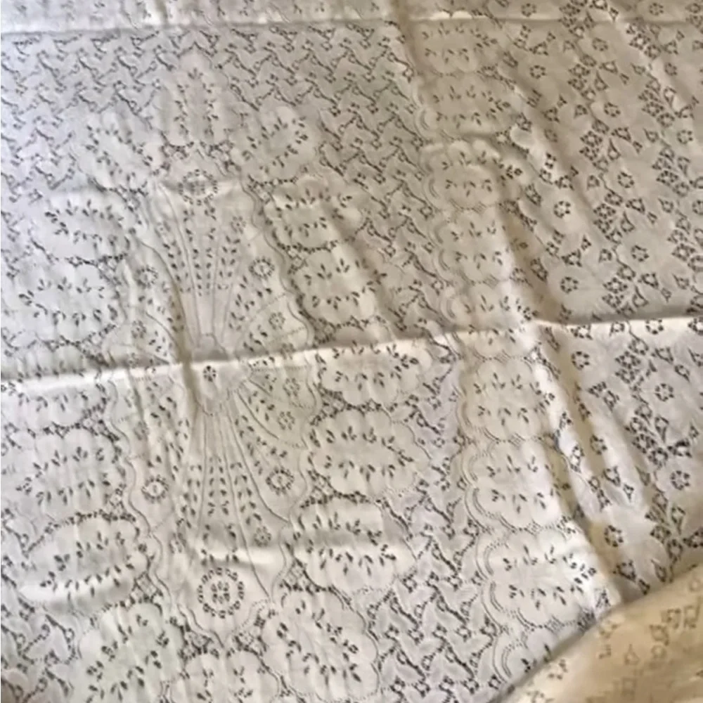 Vtg cotton  lace tablecloth 65x55”
